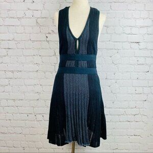 Crochet Knit Black Racerback Ribbed Mini Dress